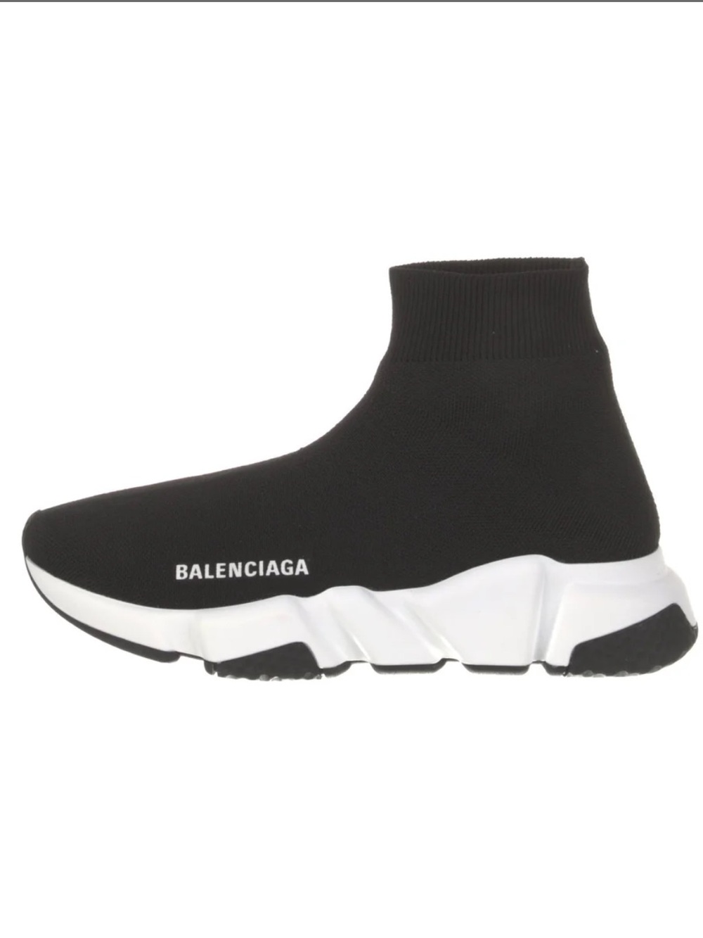 Balenciaga Black & White Sock-Style Speed Trainer